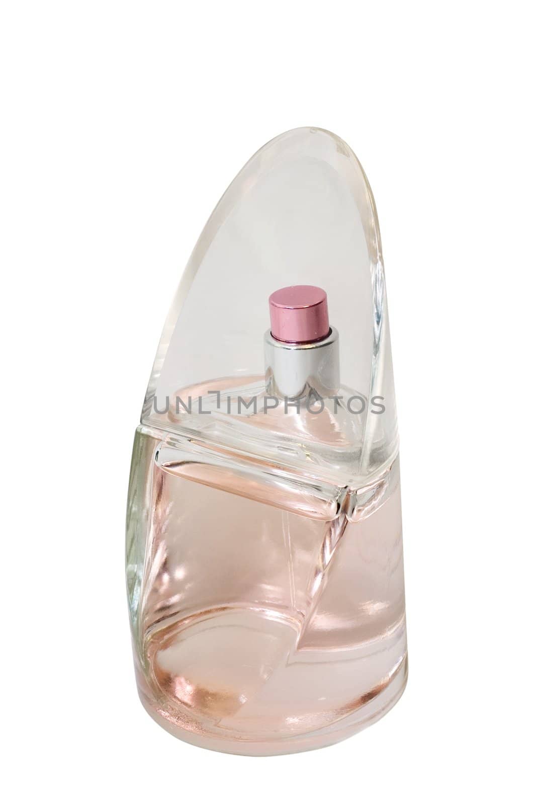 Bottle of perfume on white background