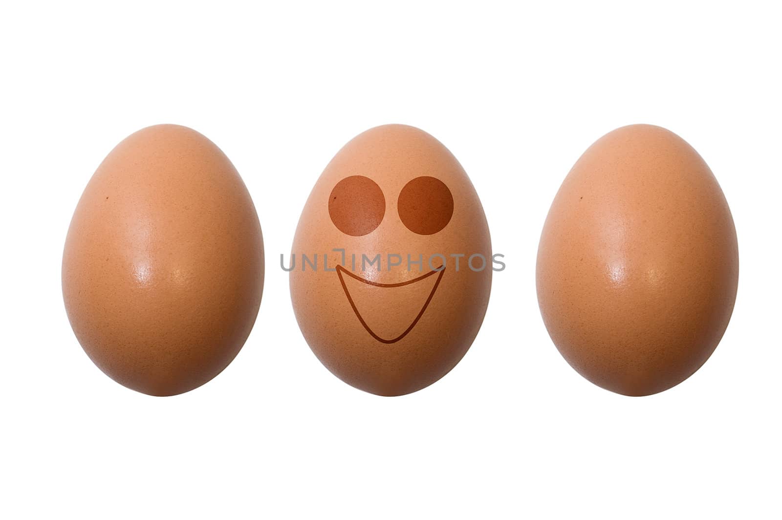 Funny eggs on white background