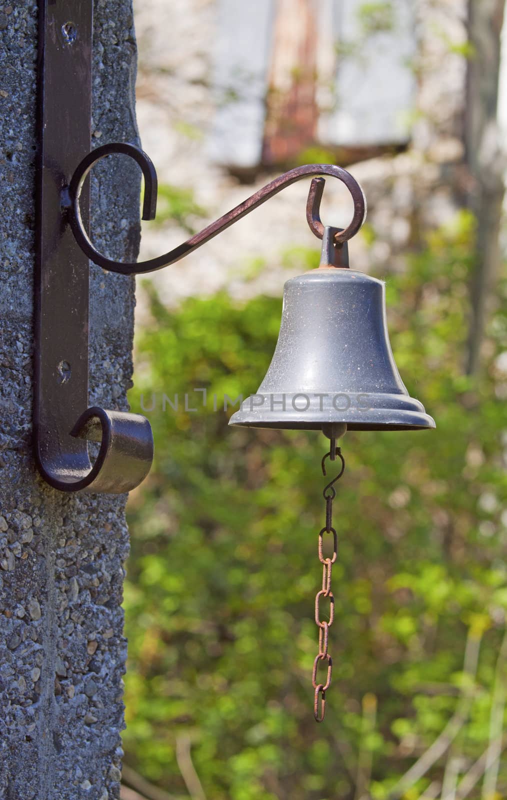 A little old bronze bell with chain 