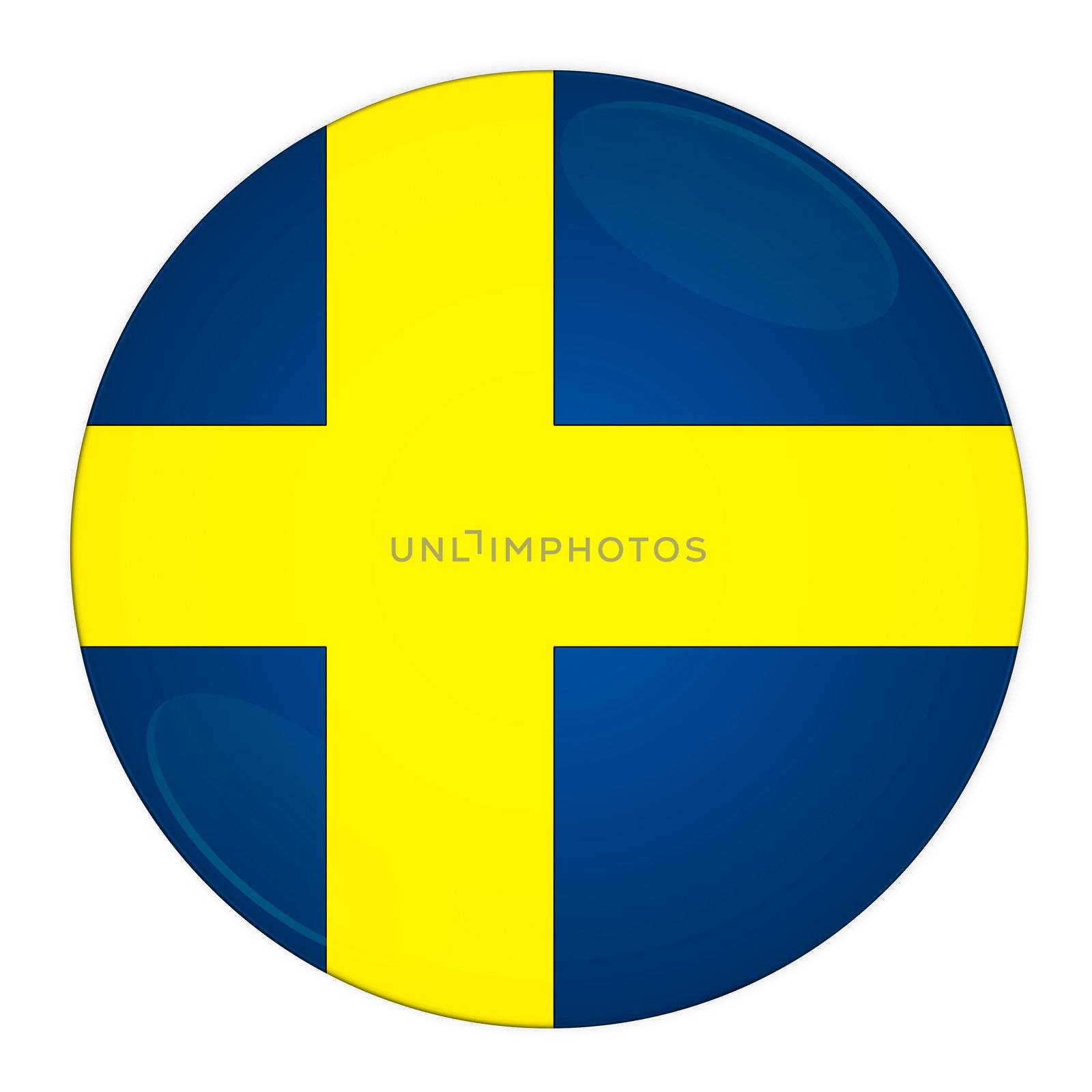 Abstract illustration: button with flag from Sweden country