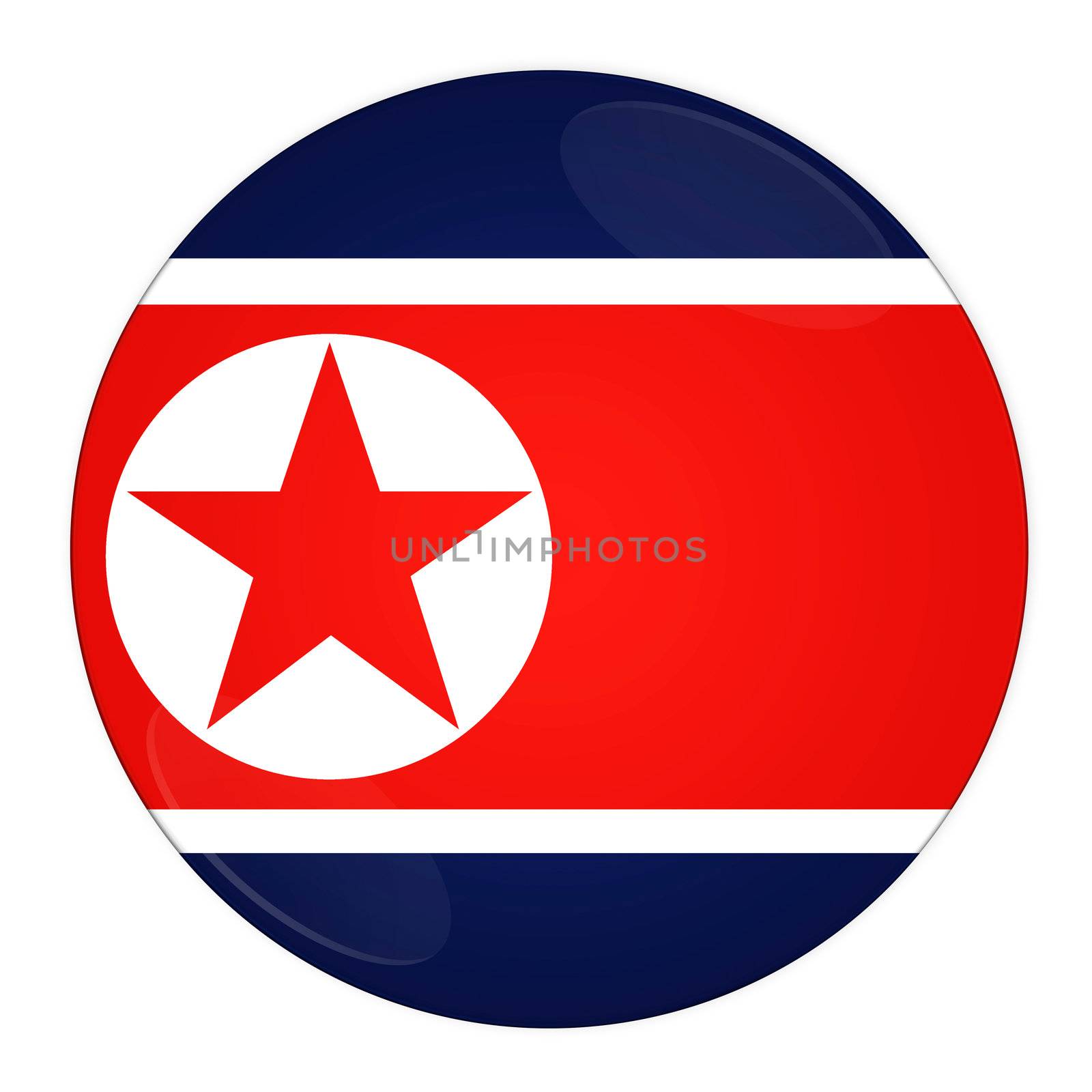 North Korea button with flag by rusak
