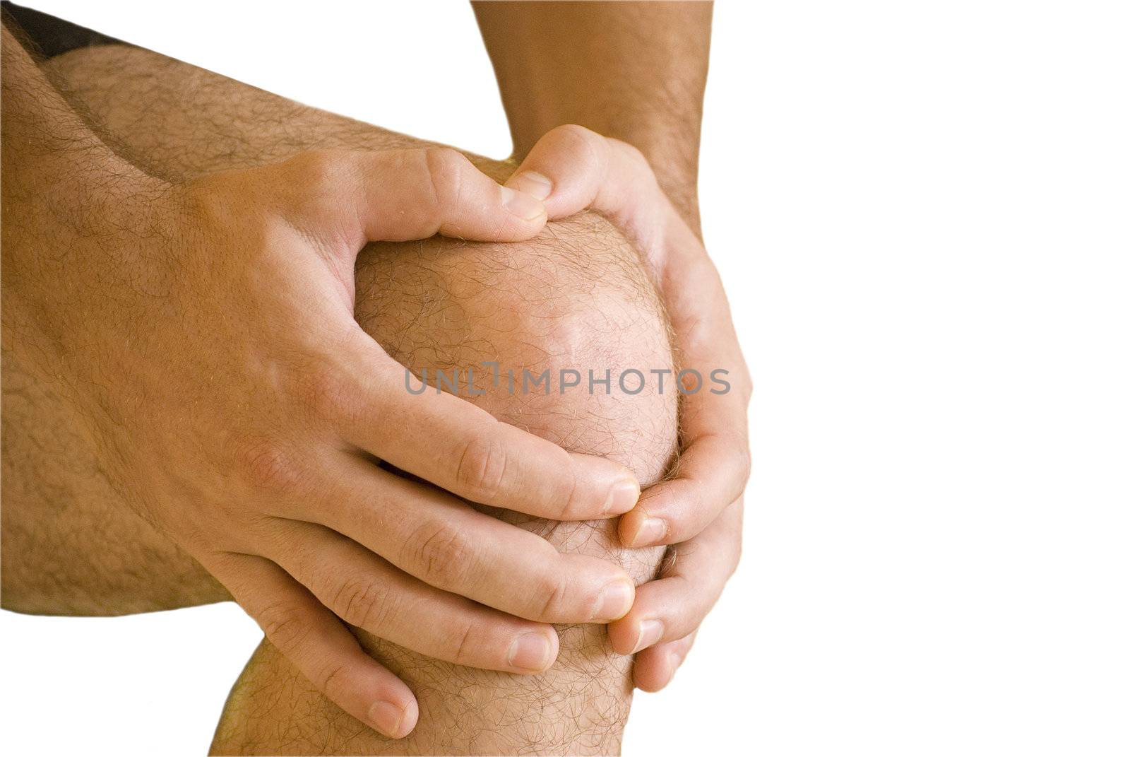 man having pain in his knee making massage