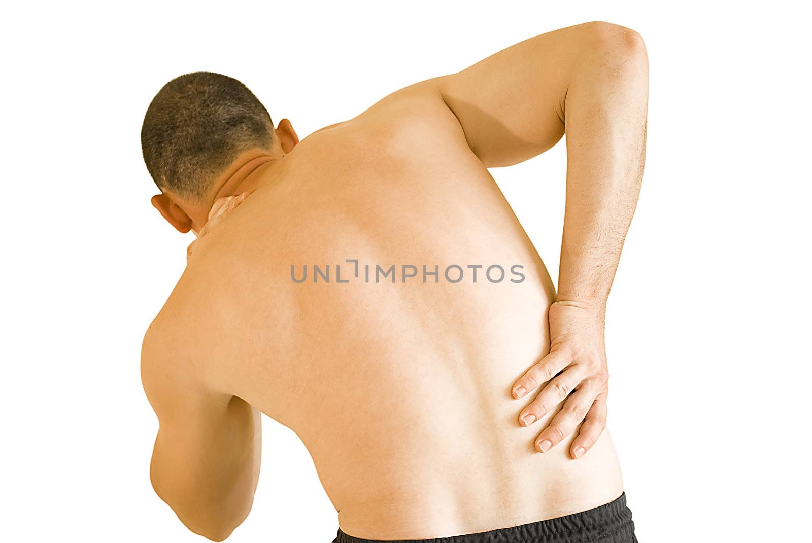 young man having neck ache and backache making massage