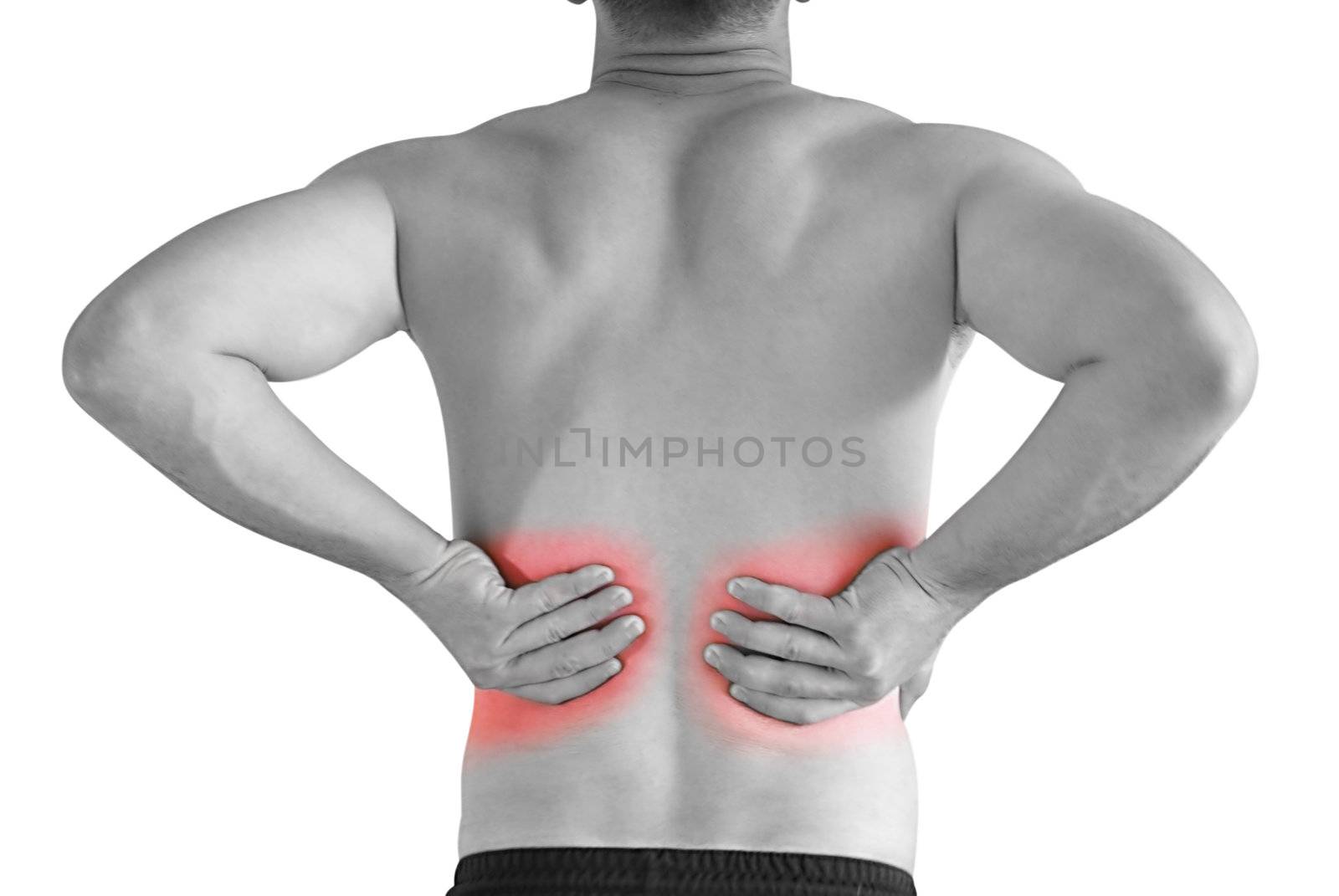 young man having neck ache and backache making massage