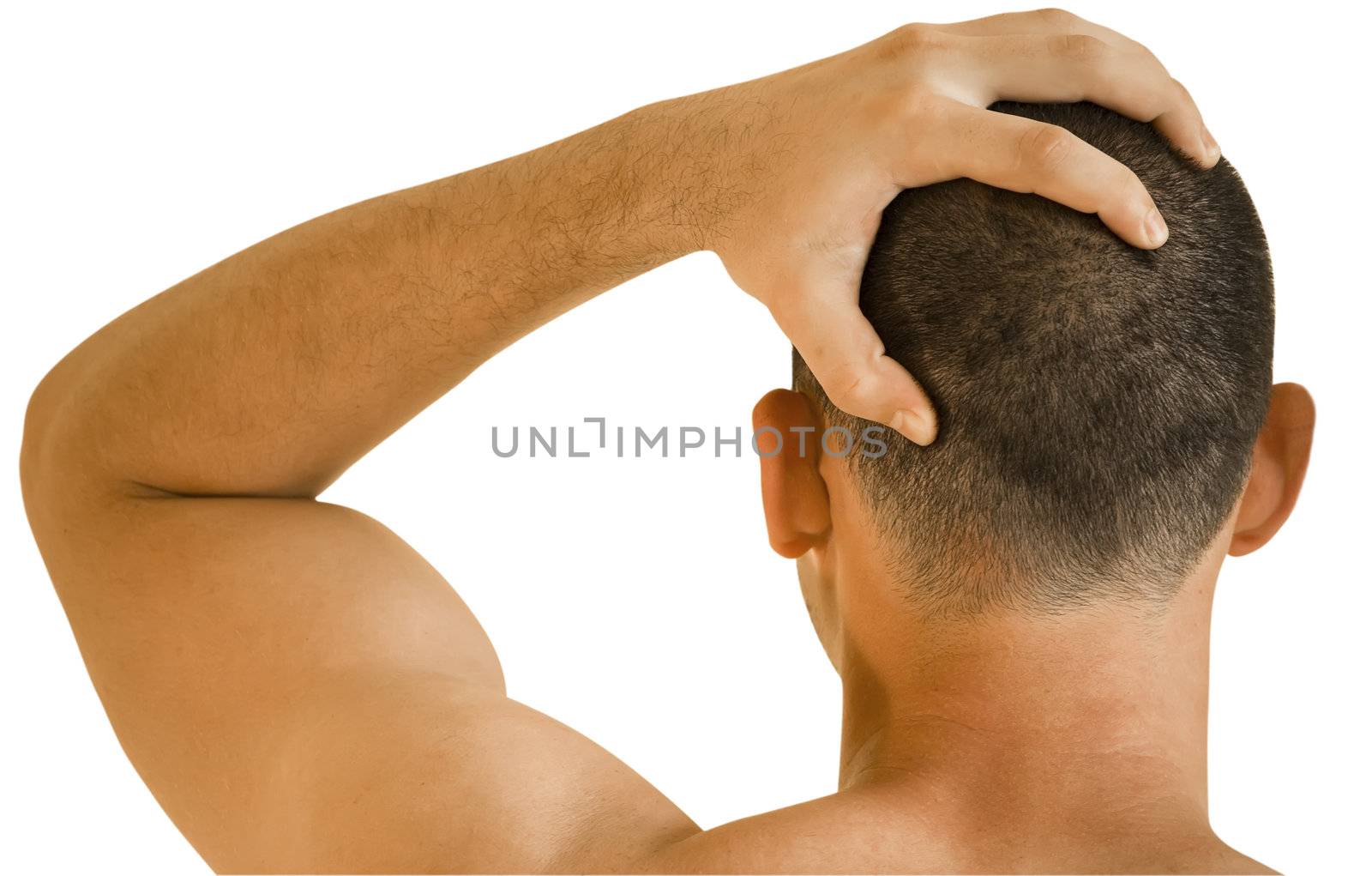 young man having headache making massage