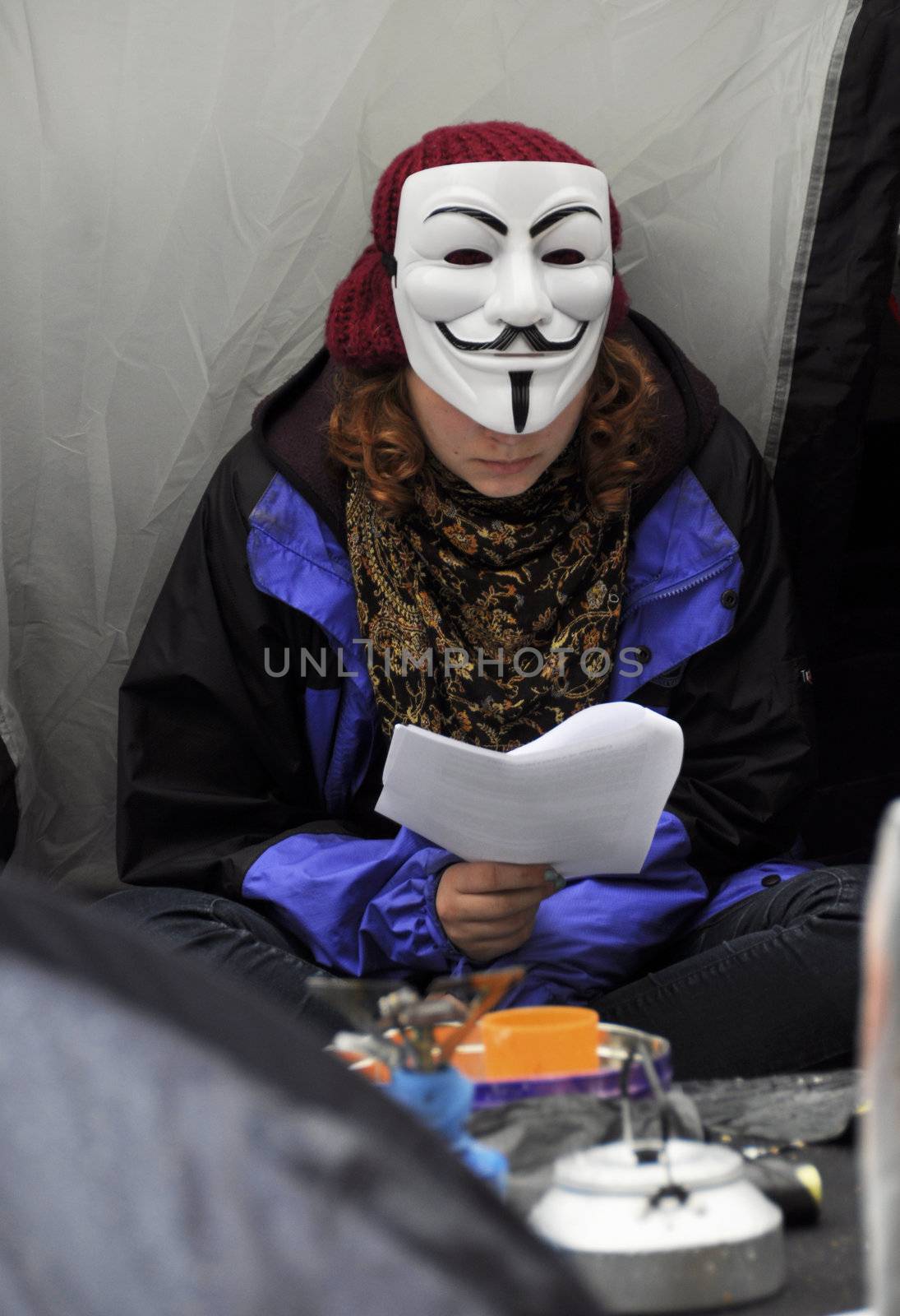 LONDON - OCTOBER 27: Occupy London encampment at St Paul's Cathedral on October 27, 2011 in London. Occupy London is a peaceful demonstration against economic inequality and social injustice.