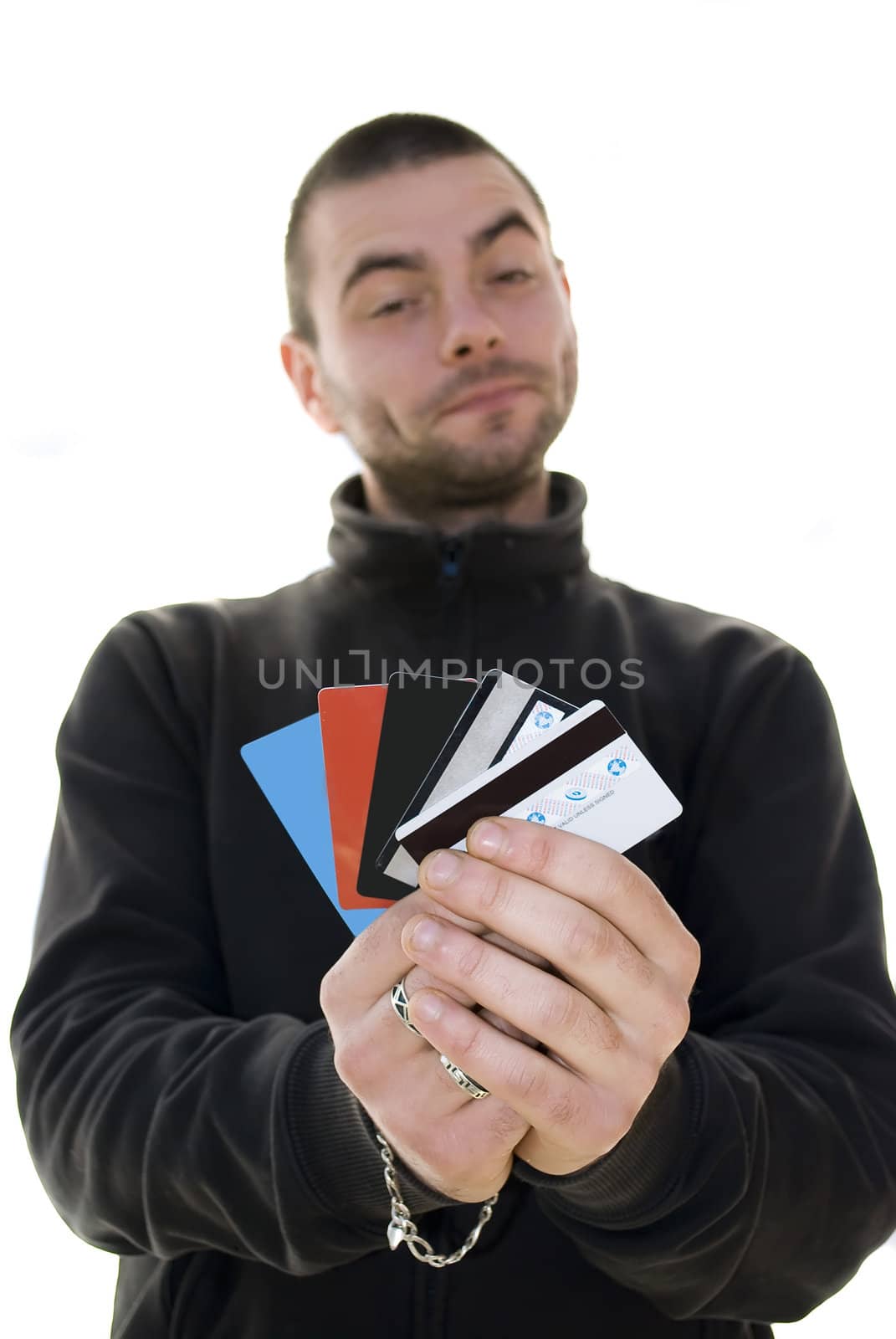 man offering credit cards  by Dessie_bg