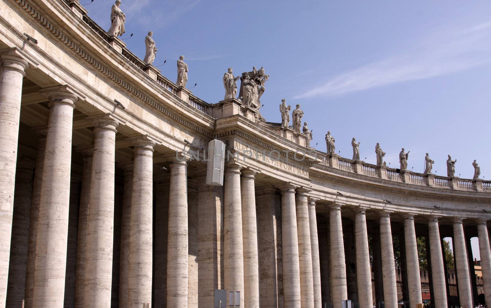A colonnade in Saint Peter's Square, in Vatican City,