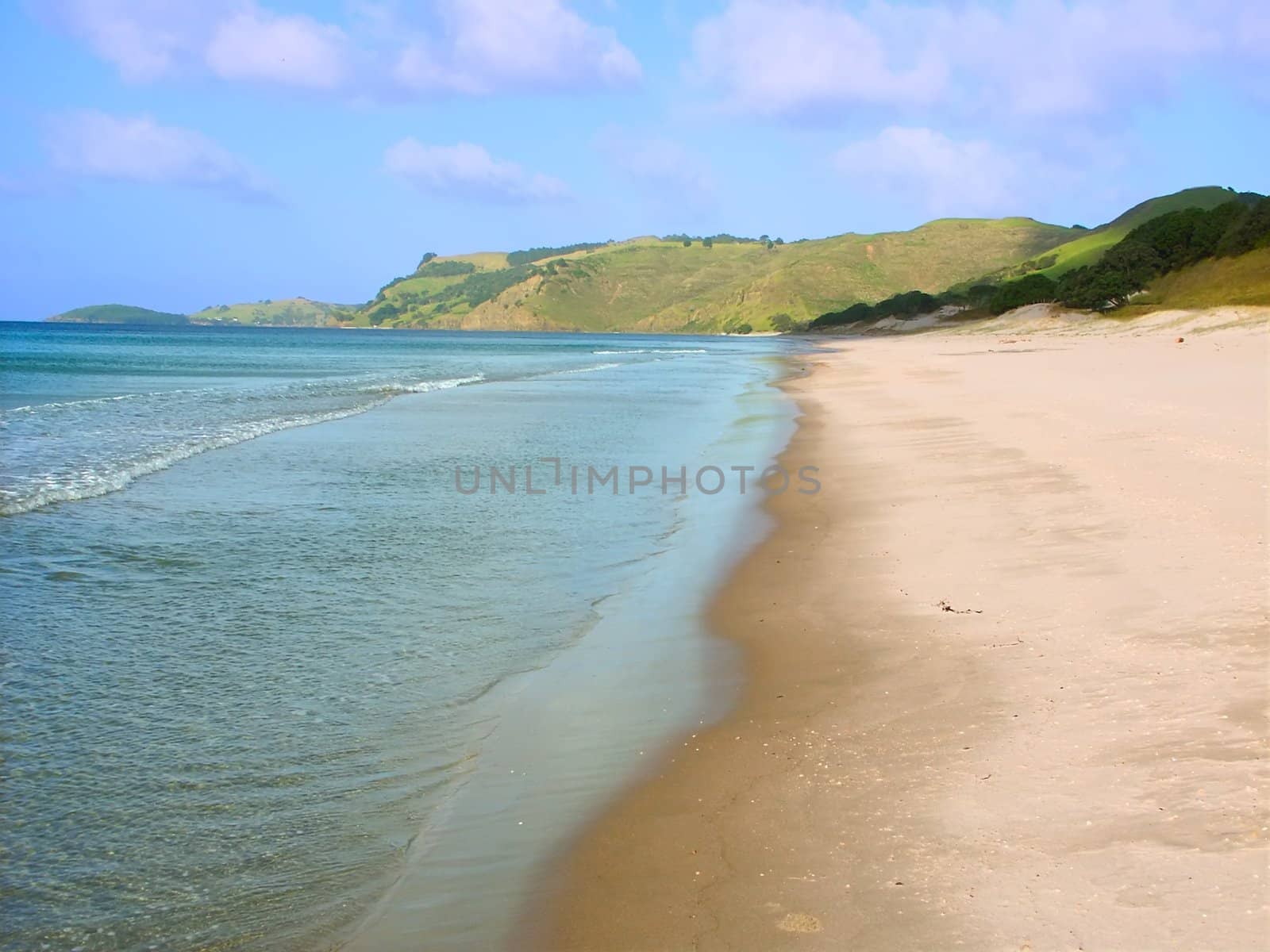 Beeutiful sandy beach along the coast of Northland, New Zealand