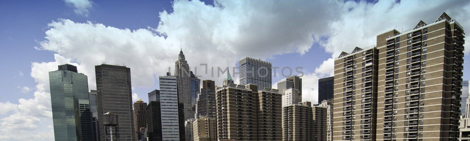 Panoramic View of New York City Buildings, U.S.A.