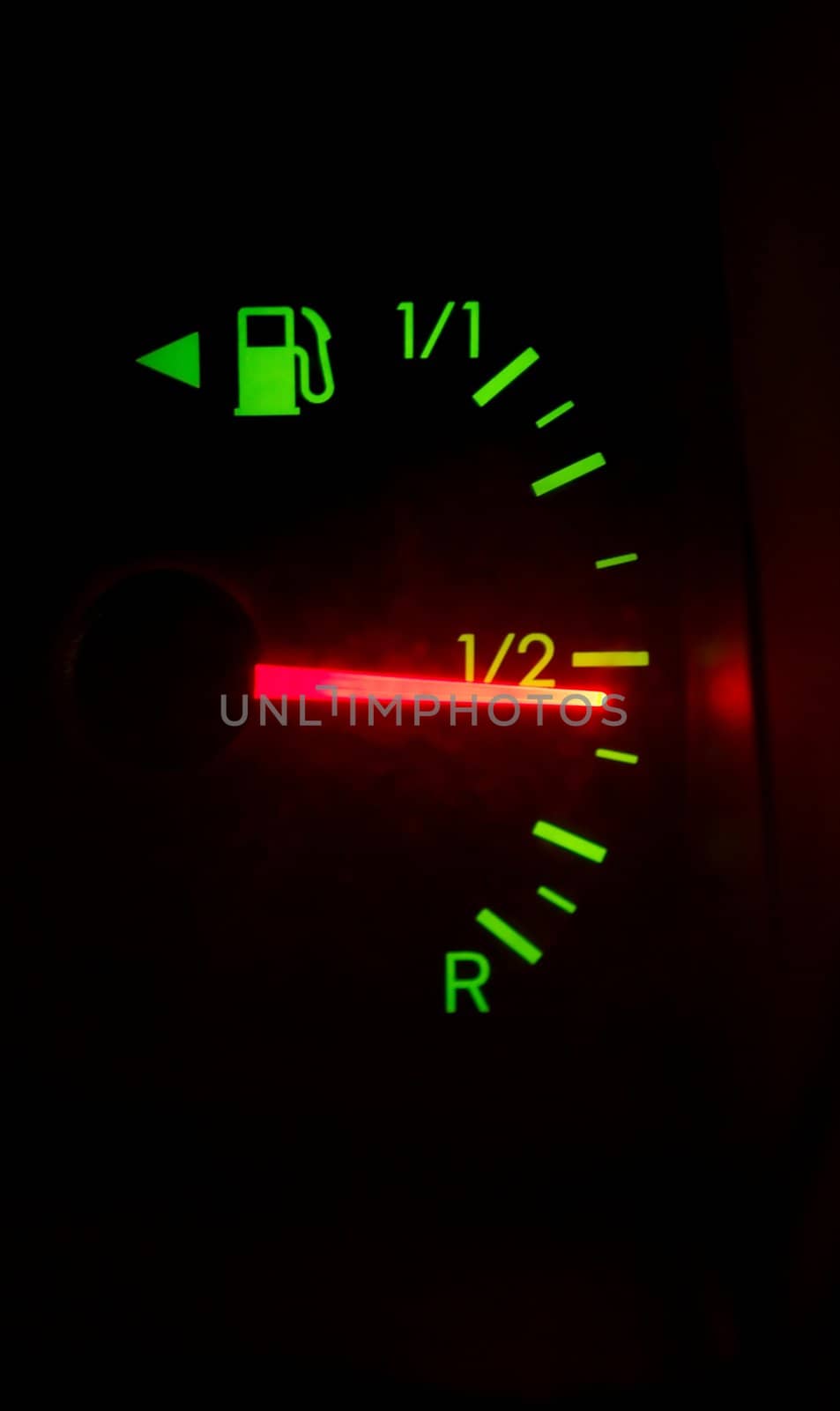 Fuel indicator showing half