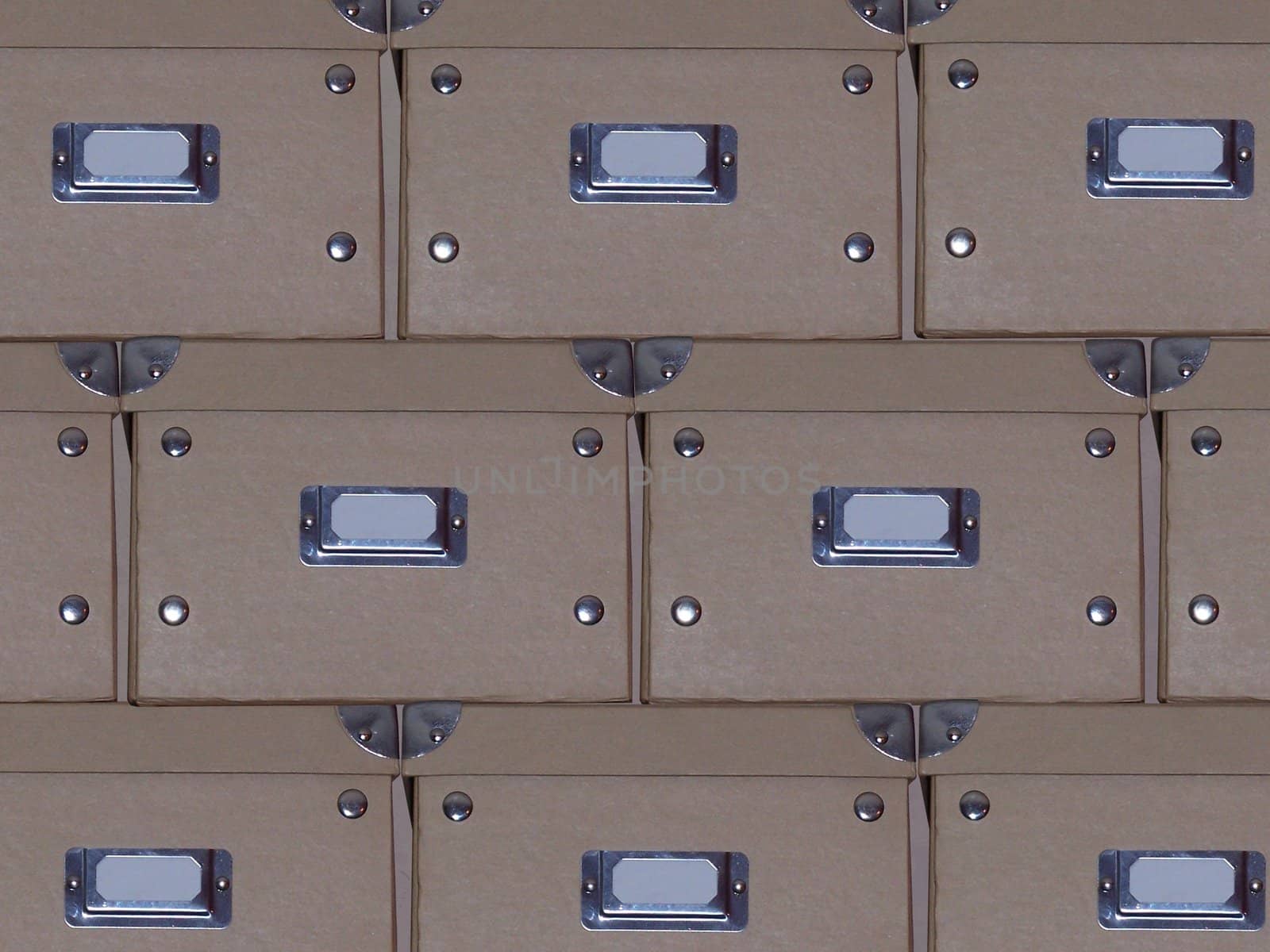 Stacked boxes with blank labels