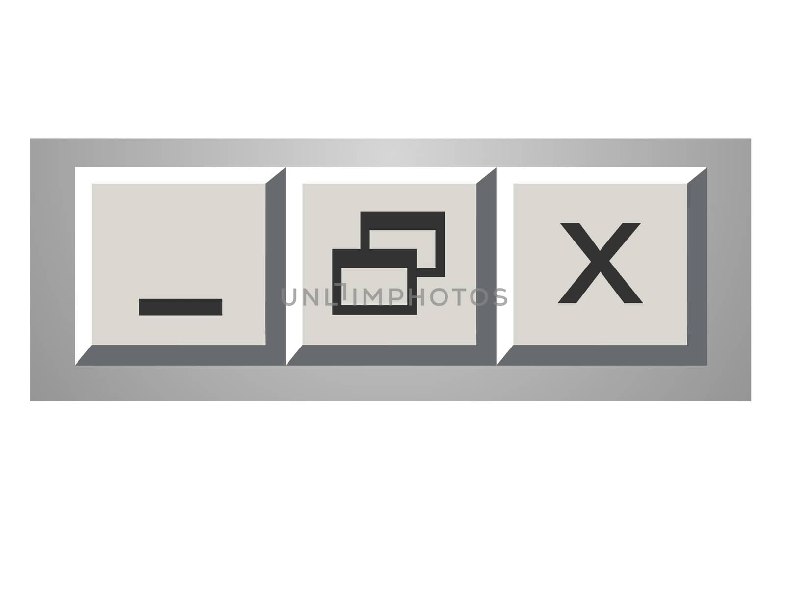 minimize restore and close icons