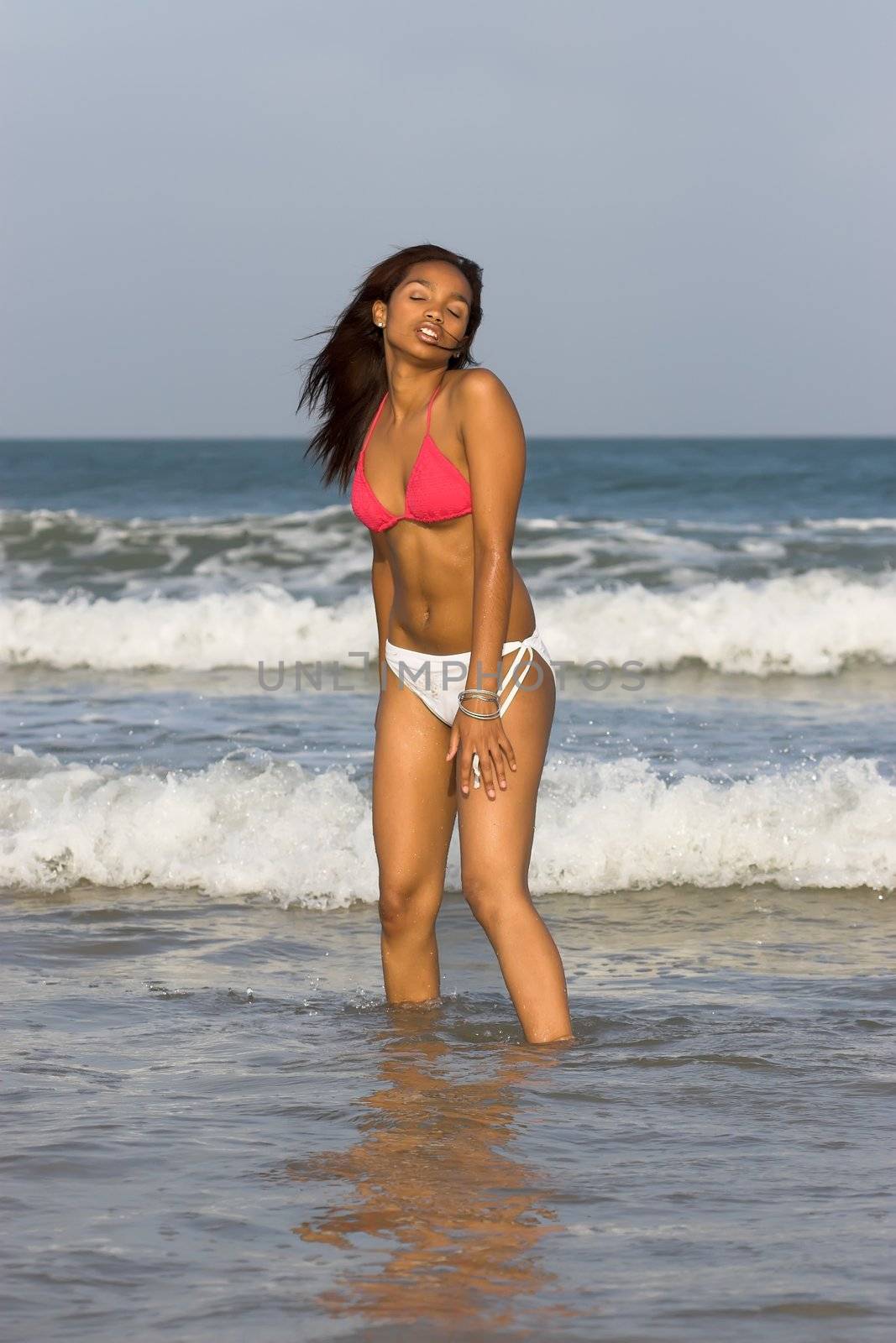 Caribbean Bikini Model posing on the beach