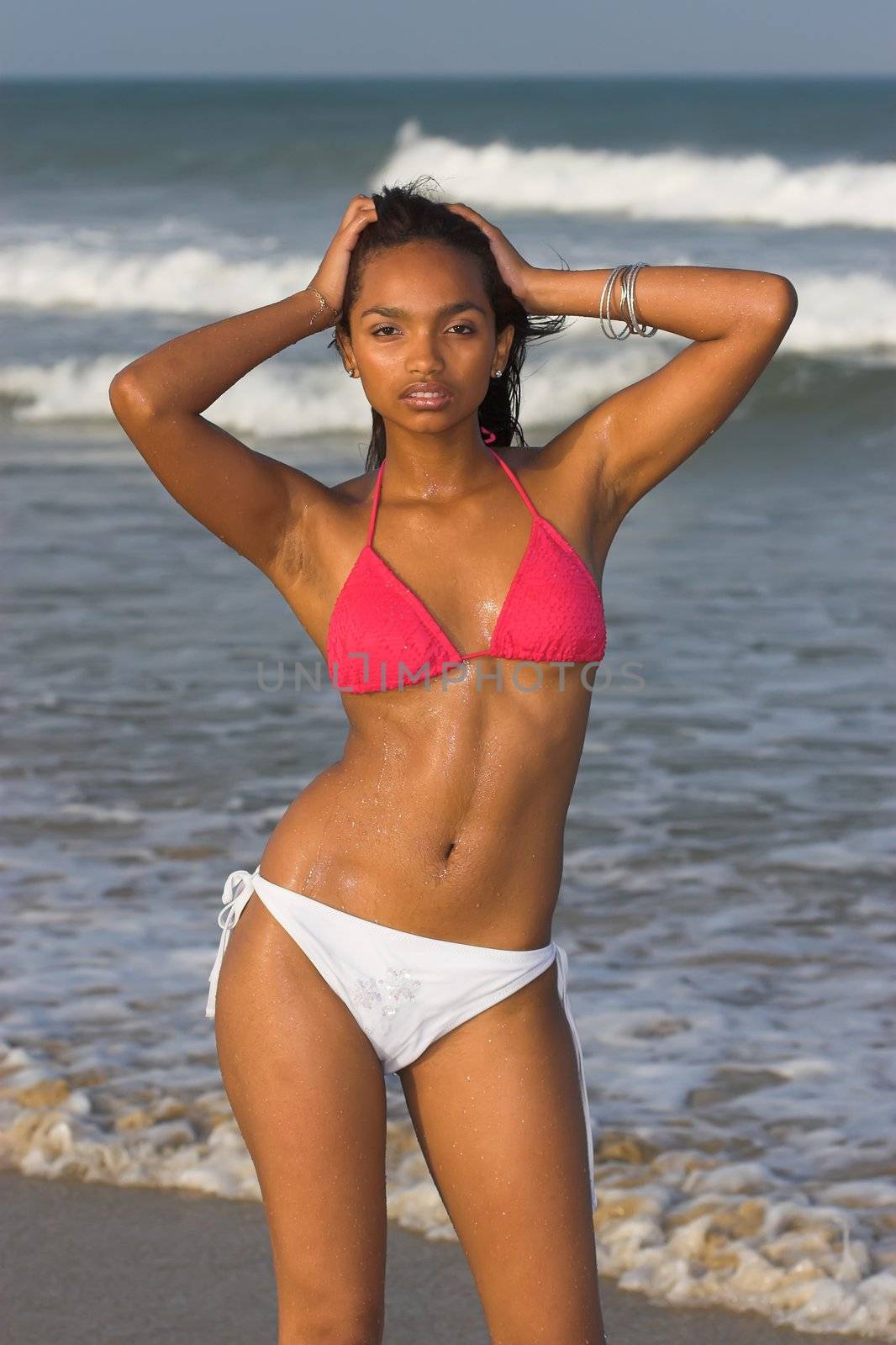 Caribbean Bikini Model posing on the beach