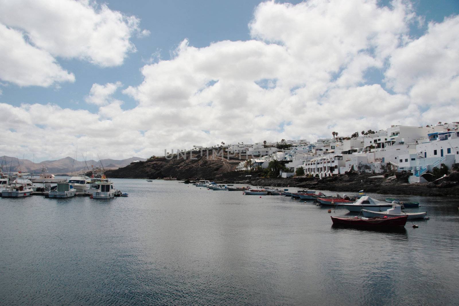 the old town harbour in lanzarote