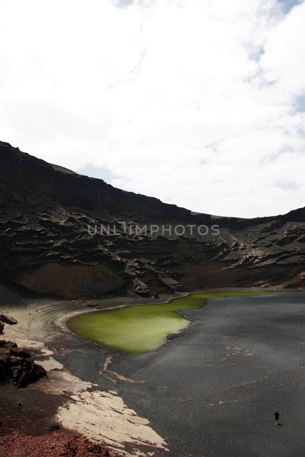 a volcanic lake near the island coast