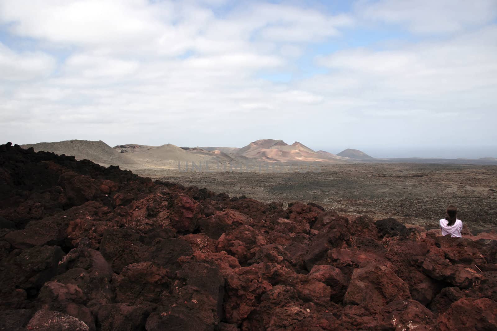 the volcanic landscape in the middle of the desert