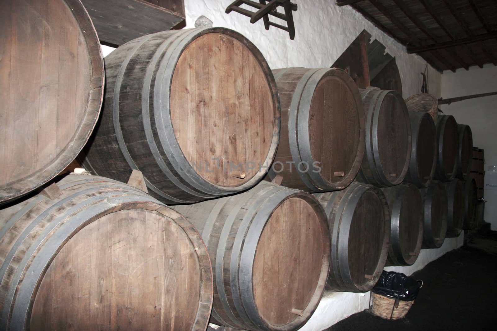 barrels in the wine region of lanzarote