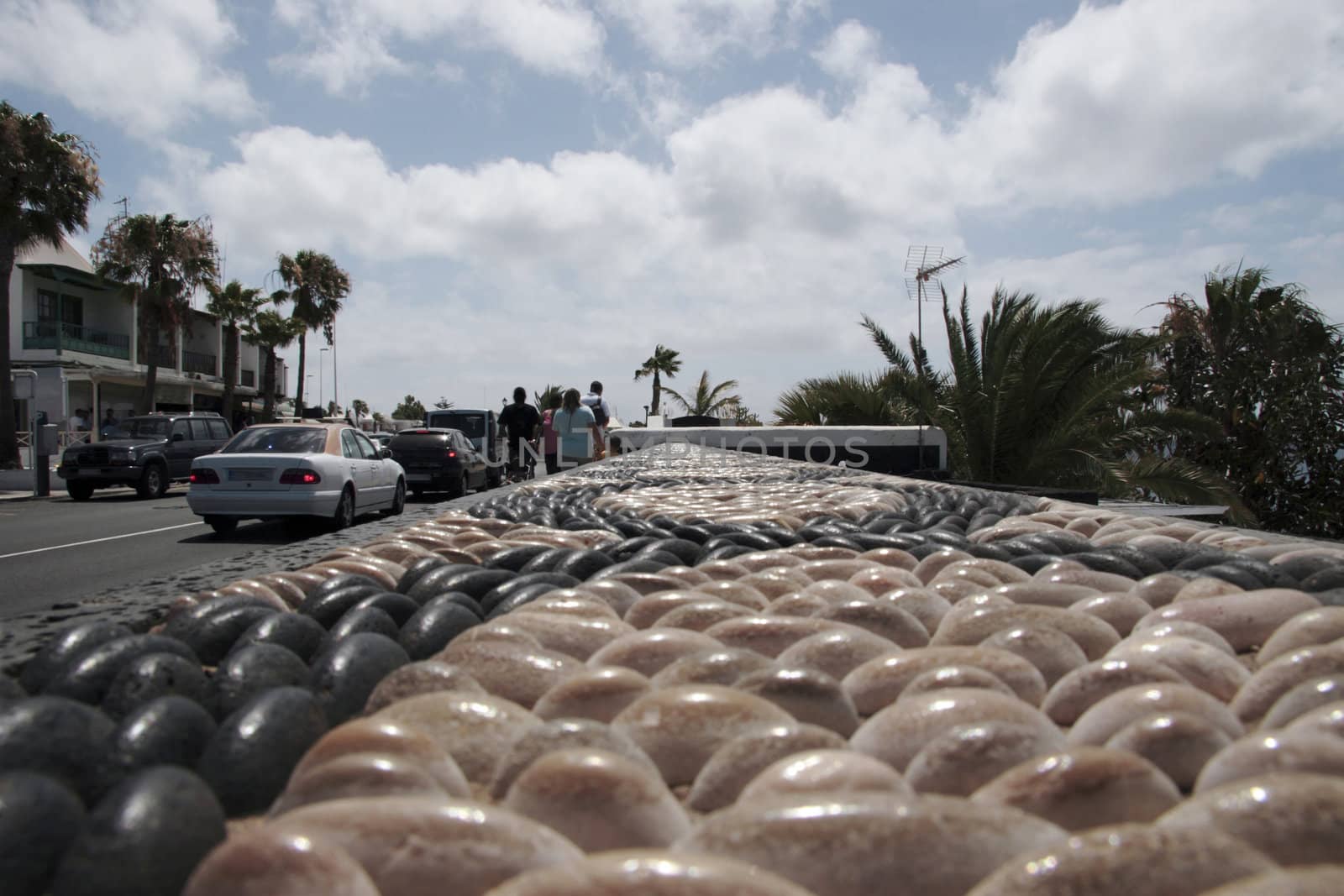 a sunny walk in a lanzarote town