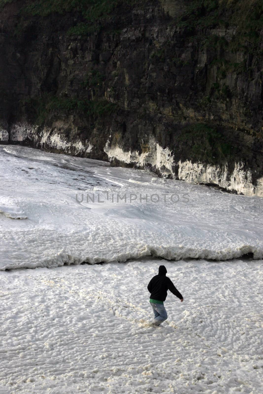 foamy waves after a bad atlantic storm