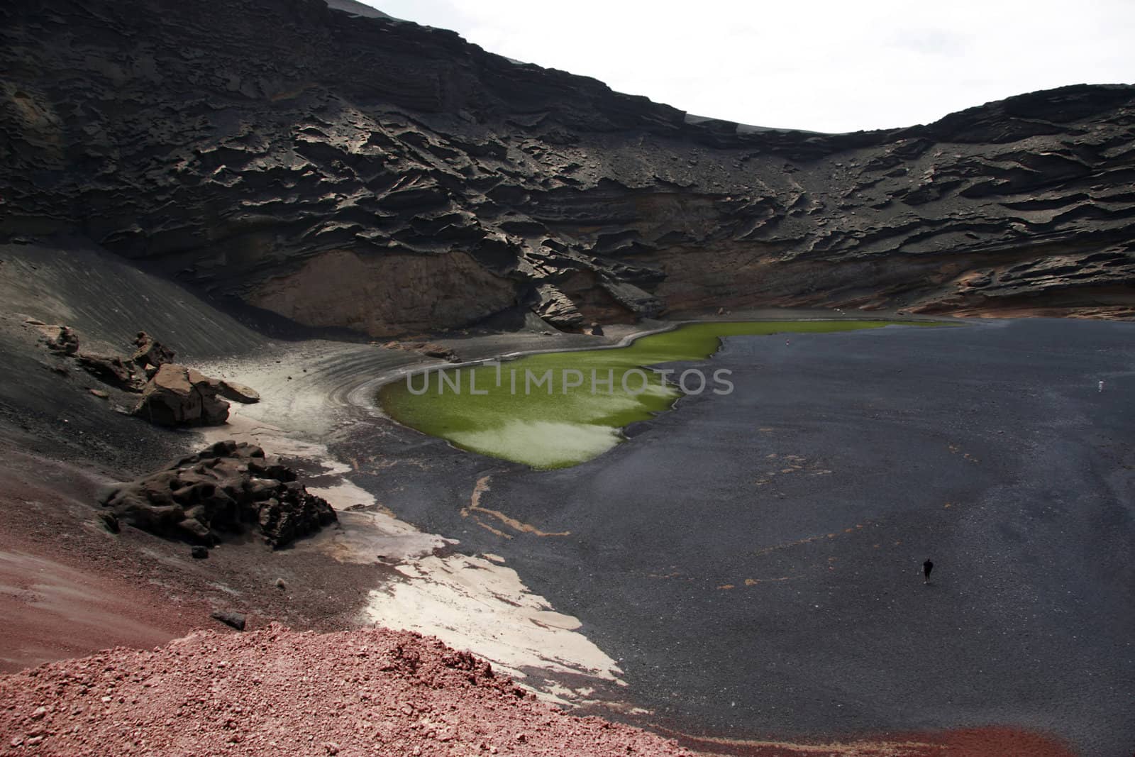 a volcanic lake near the island coast