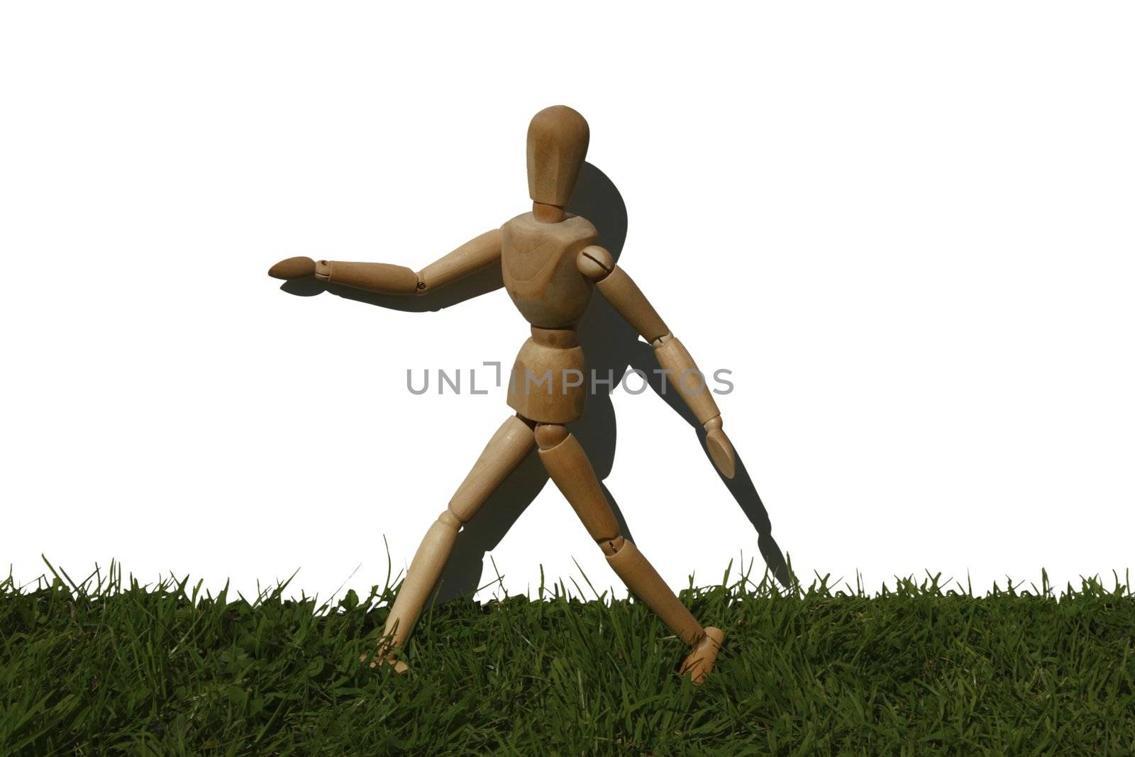 art model man running in the grass