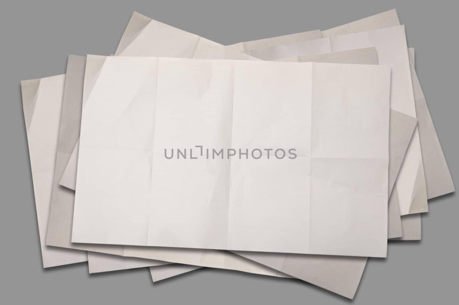 Empty Old Crumpled paper on gray background