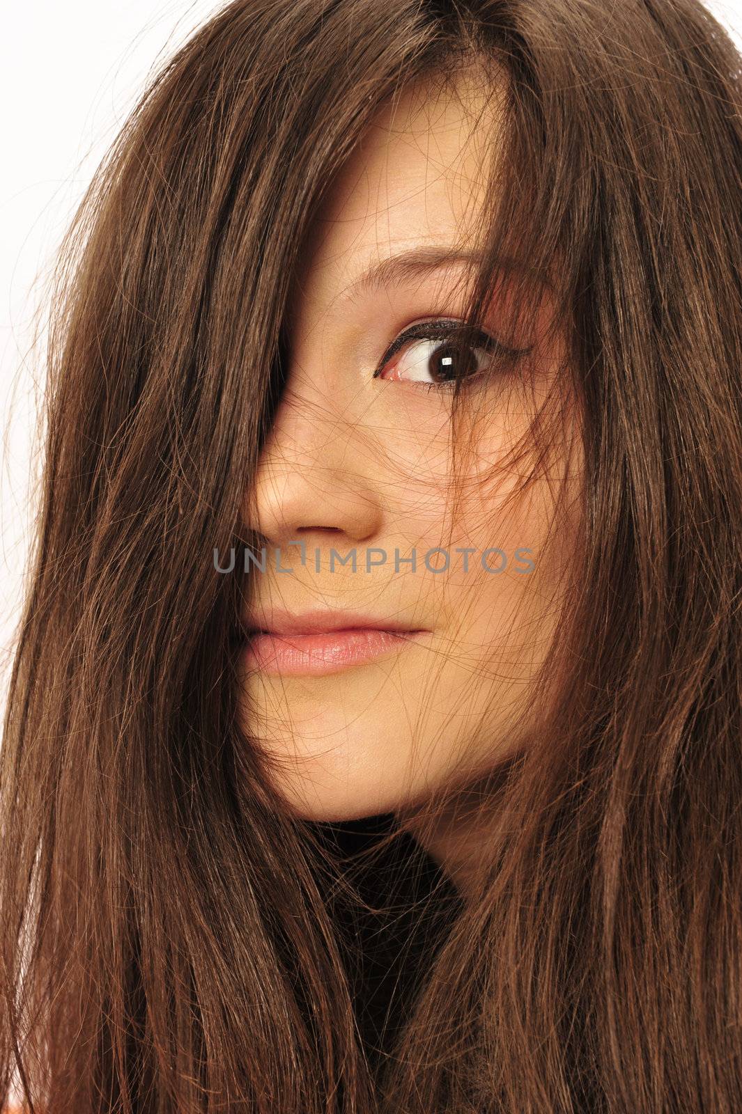 portrait of a young surprised girl ? close-up