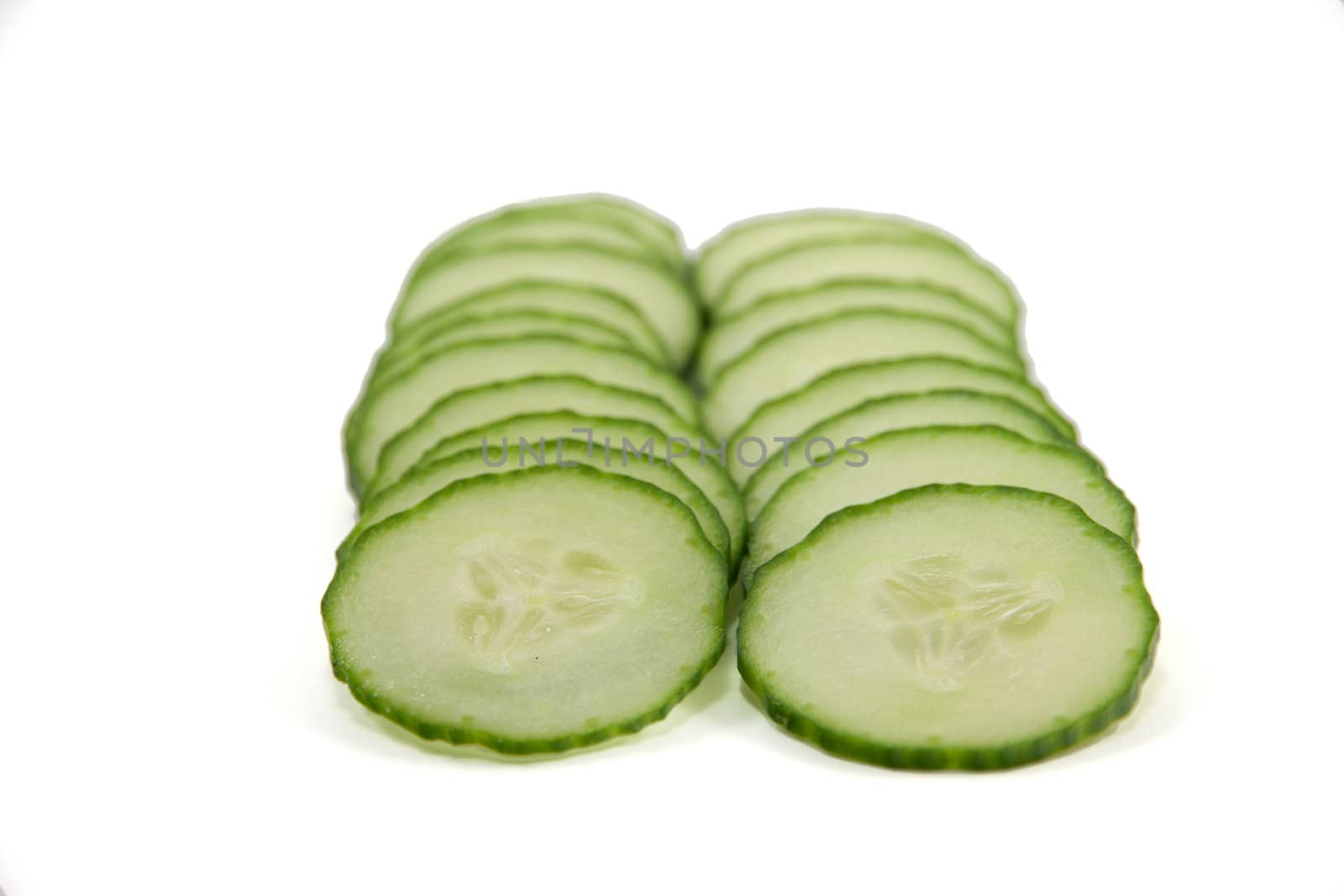 Picture of some sliced cucumbers with a shallow dof