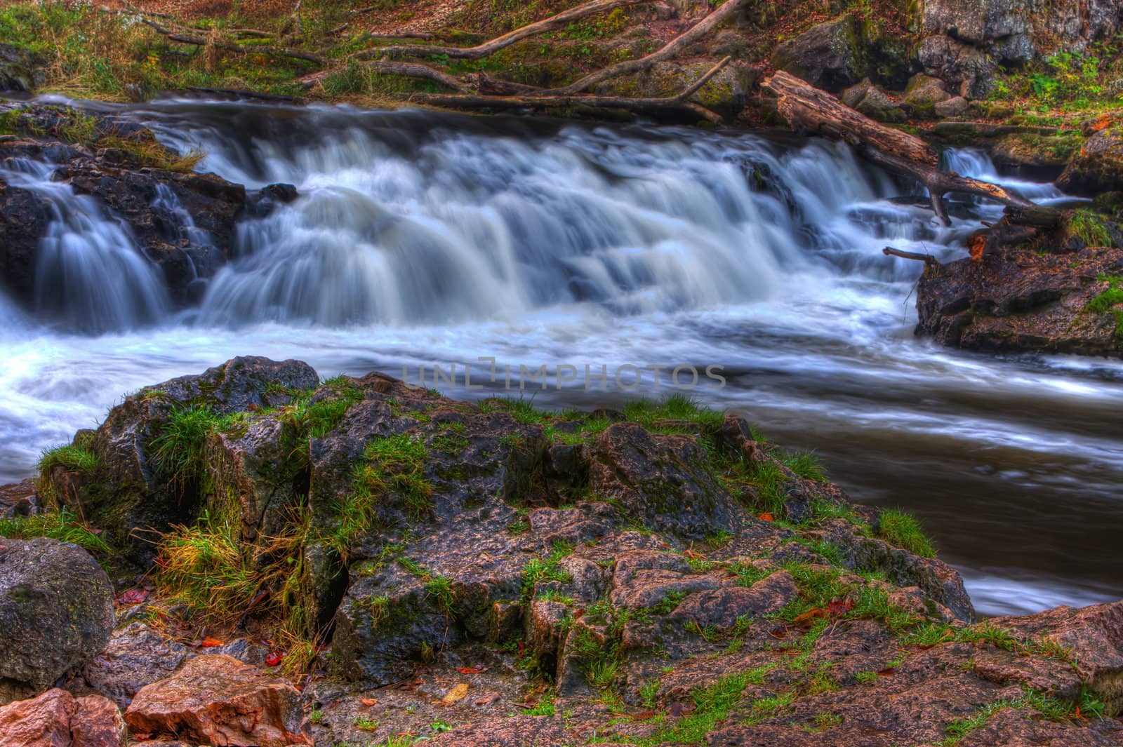 Beautiful silky River Waterfall processed in hdr.