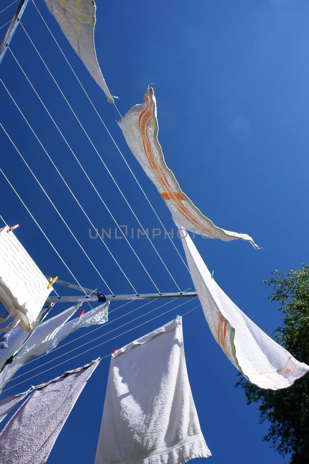 Laundry on a rotary clothes dryer by yucas