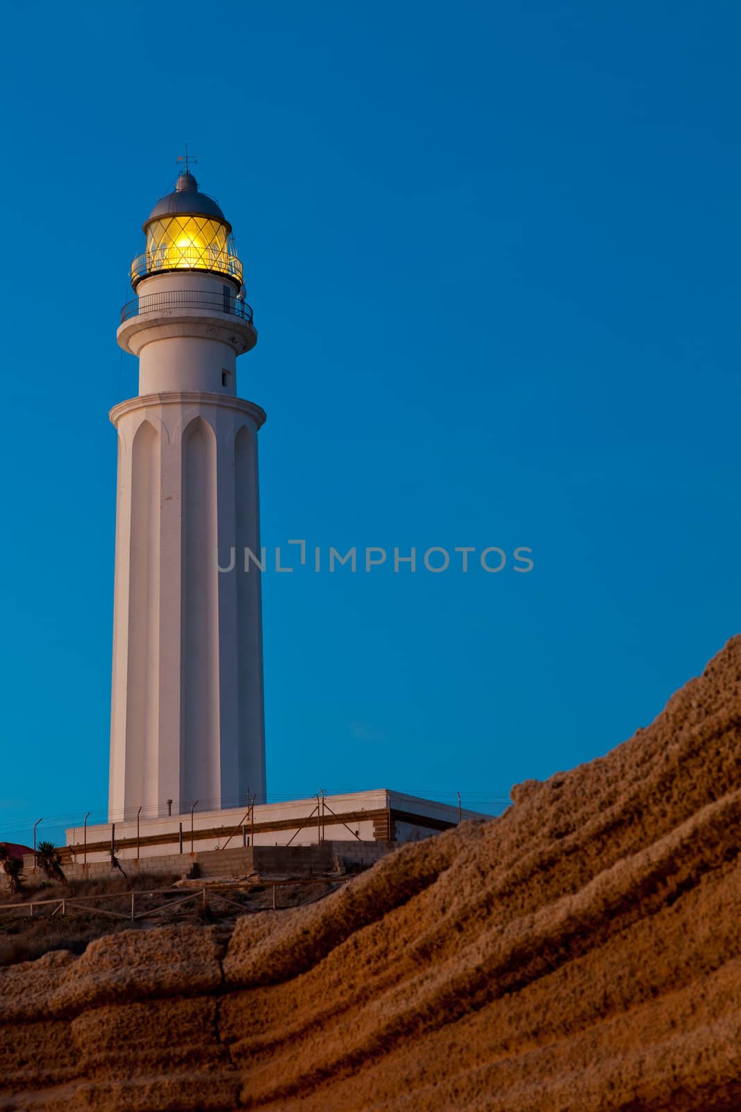 Wonderful lighthouse known as Trafalgar's lighthouse at the province of Cadiz