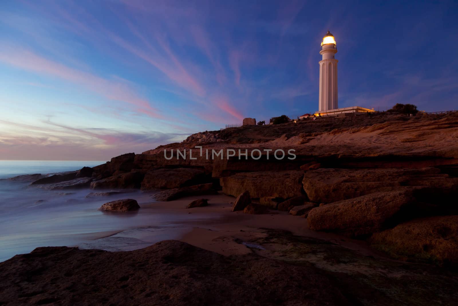 Wonderful lighthouse known as Trafalgar's lighthouse at the province of Cadiz