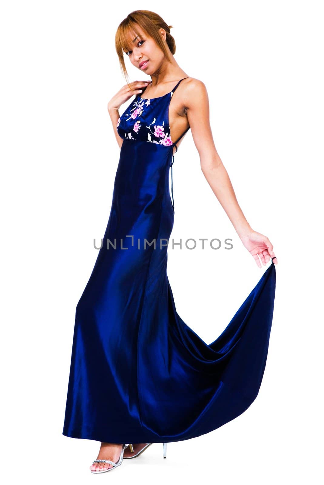 African young woman posing isolated over white
