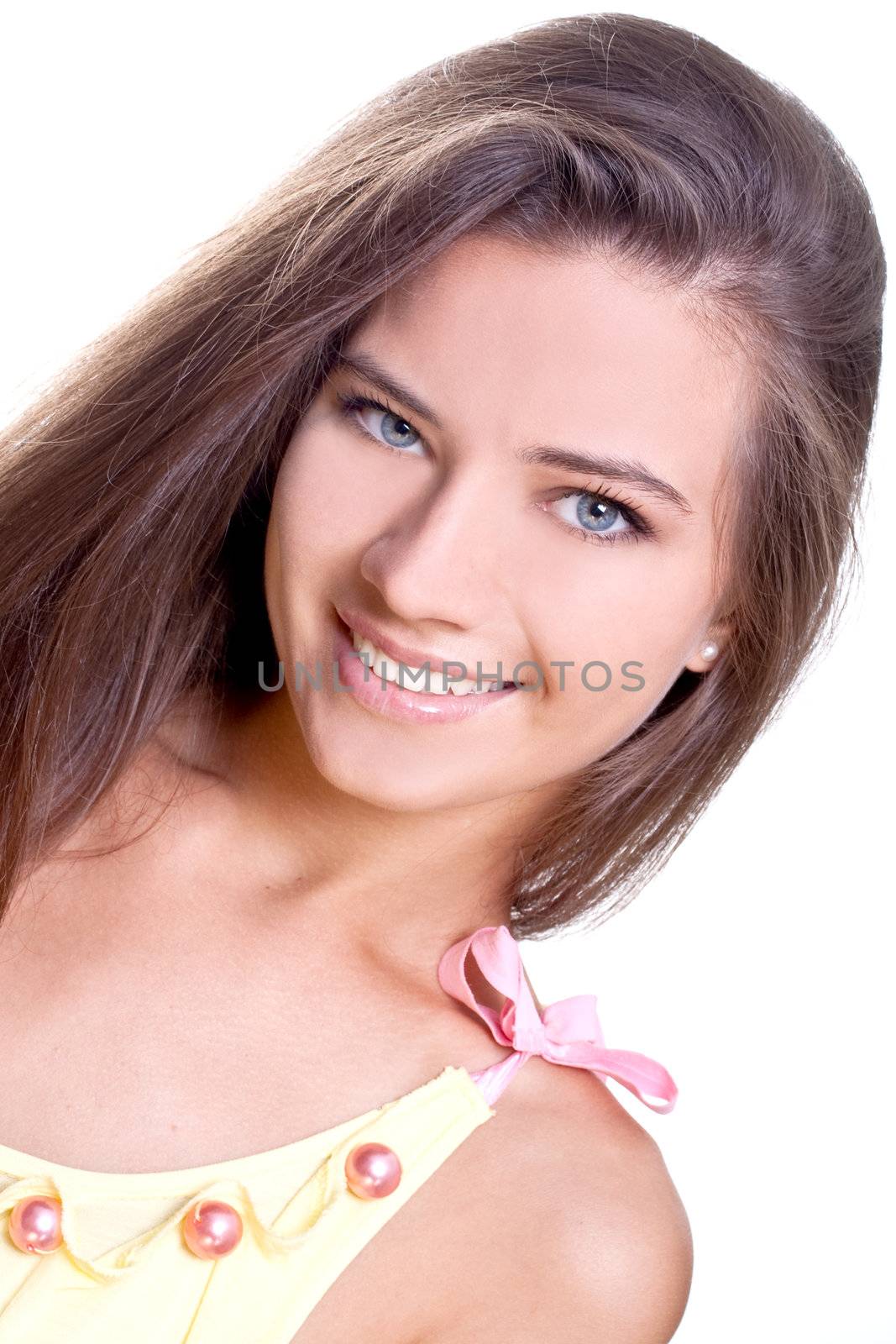 beautiful woman face on a white background