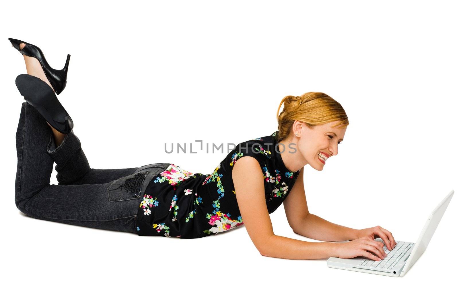 Woman using a laptop  by jackmicro