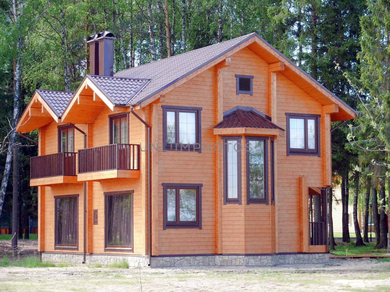 Wooden cottage in the forest by Stoyanov