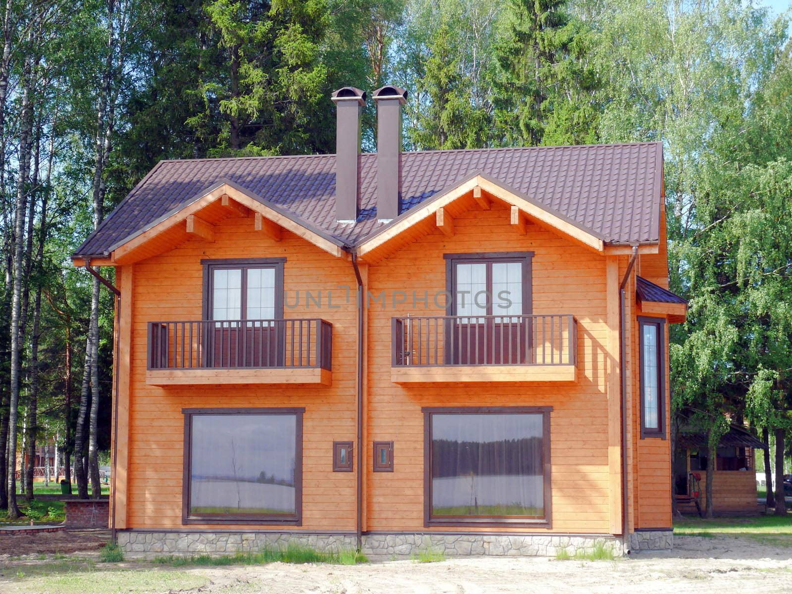 Wooden cottage in the forest by Stoyanov