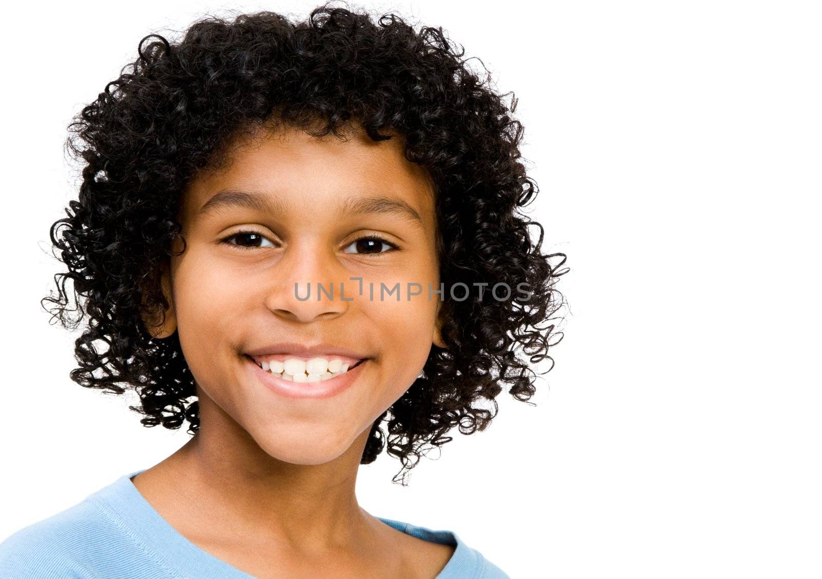 Portrait of a happy boy smiling isolated over white