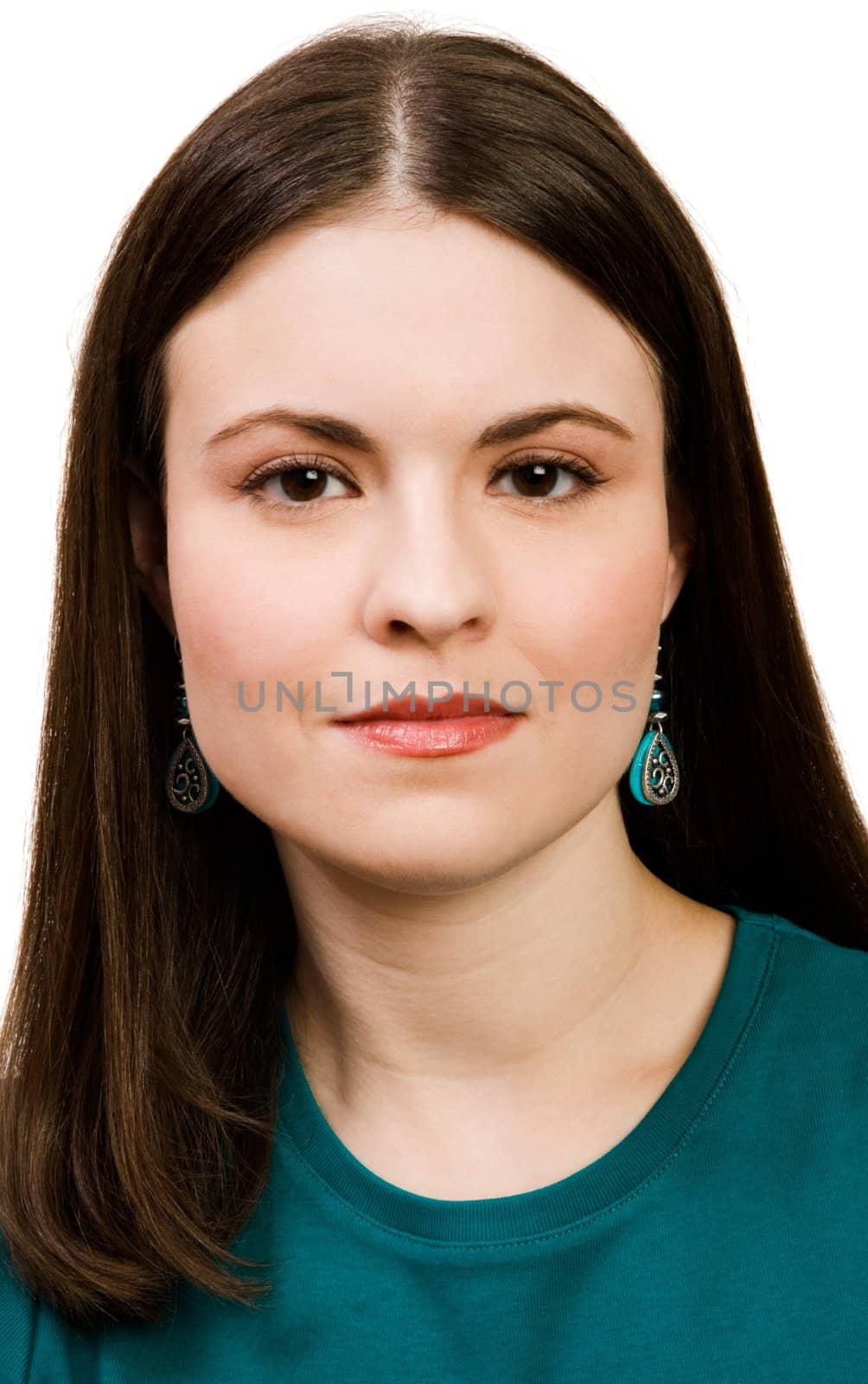 Caucasian young woman thinking isolated over white