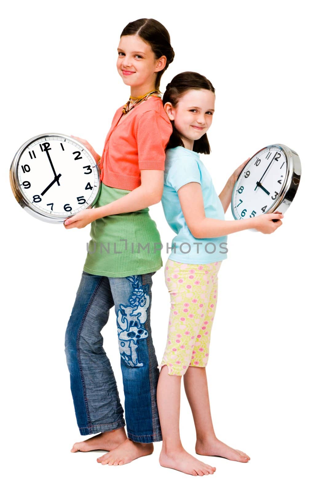 Cute girls holding clocks  by jackmicro
