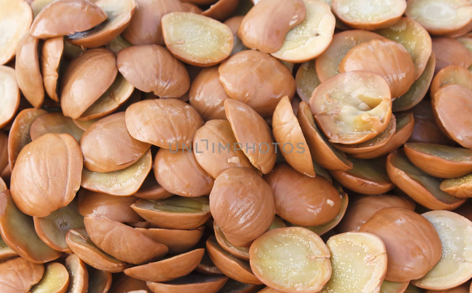 Boiled Luk Nieng, Djenkol bean fruit (Archidendron jiringa Nielsen ) ready to eat