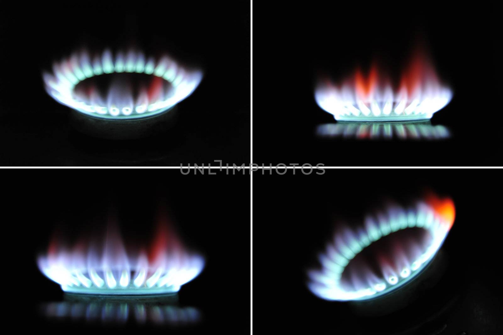  gas of a gas stove in different variations