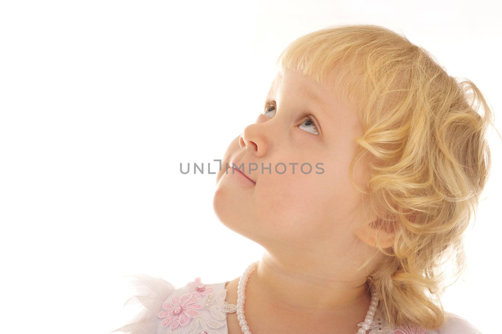 portrait of a little girl isolated on white