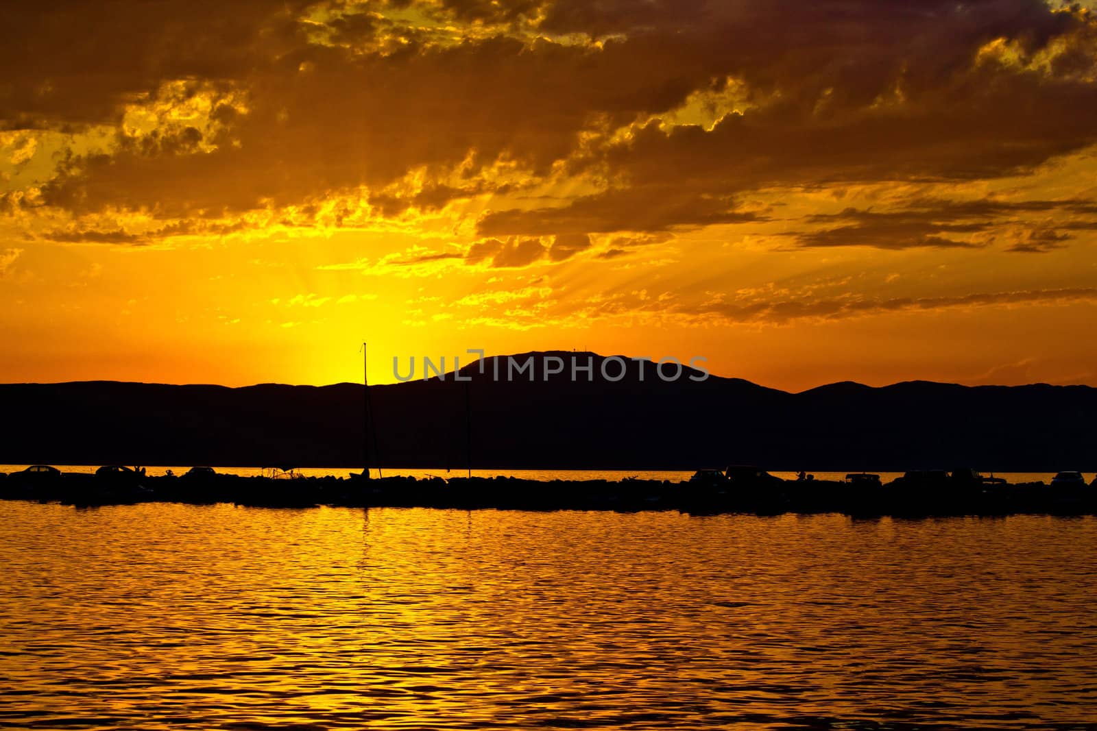 Photo of golden sunset in Malinska, Croatia