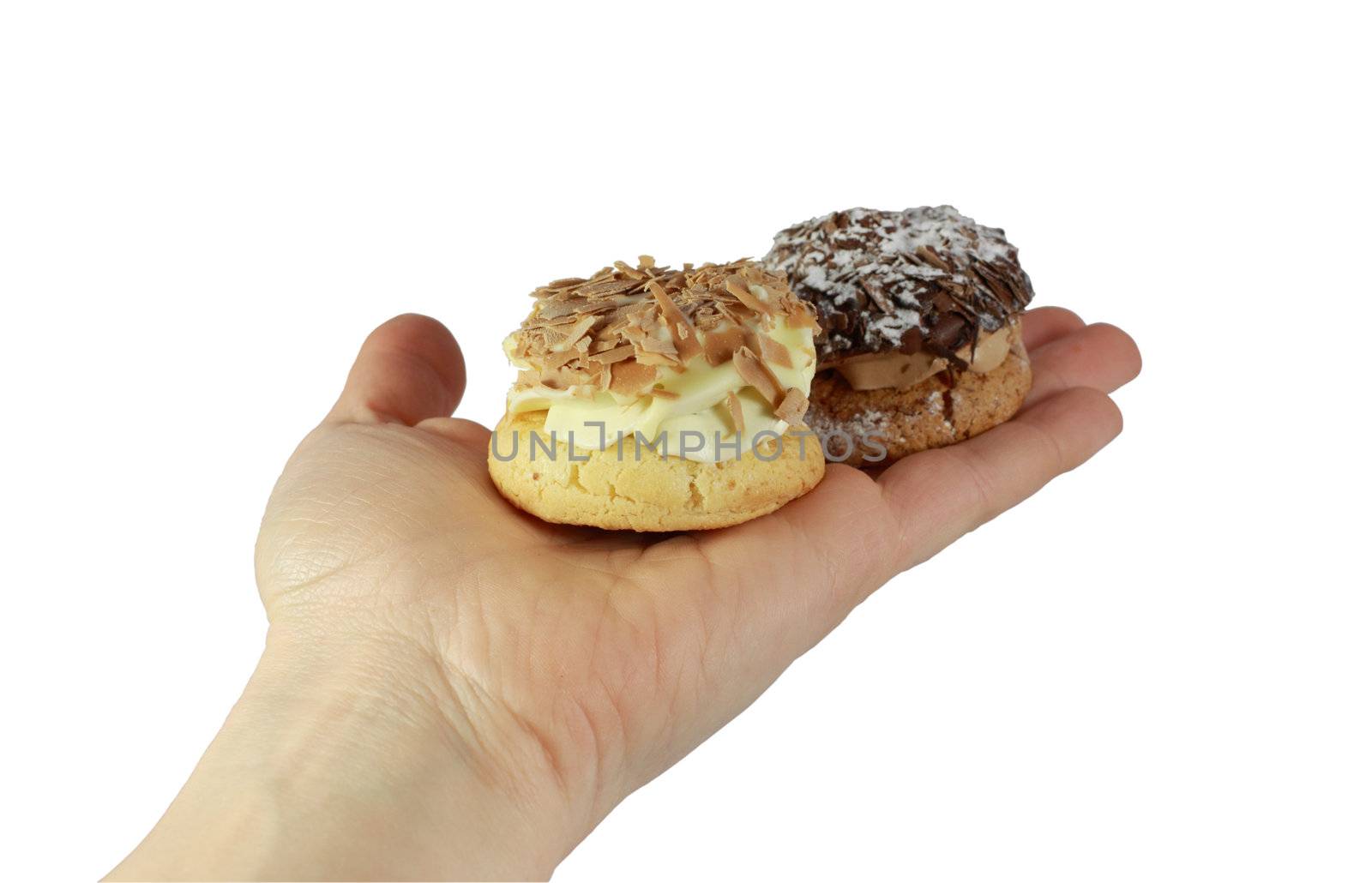 two desserts on the hand isolated by catolla