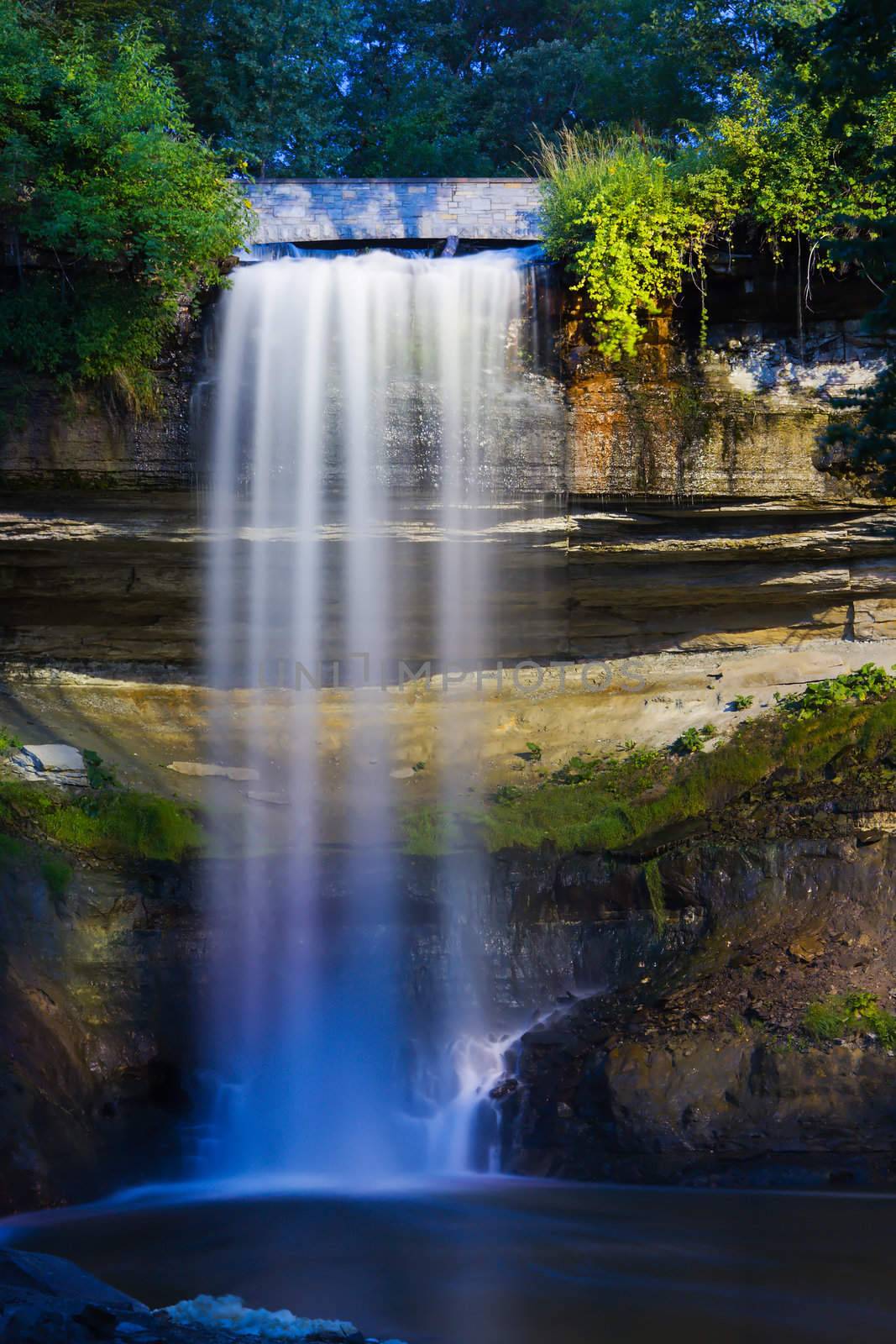 Early morning waterfall at Minnehaha Falls in Minnesota.