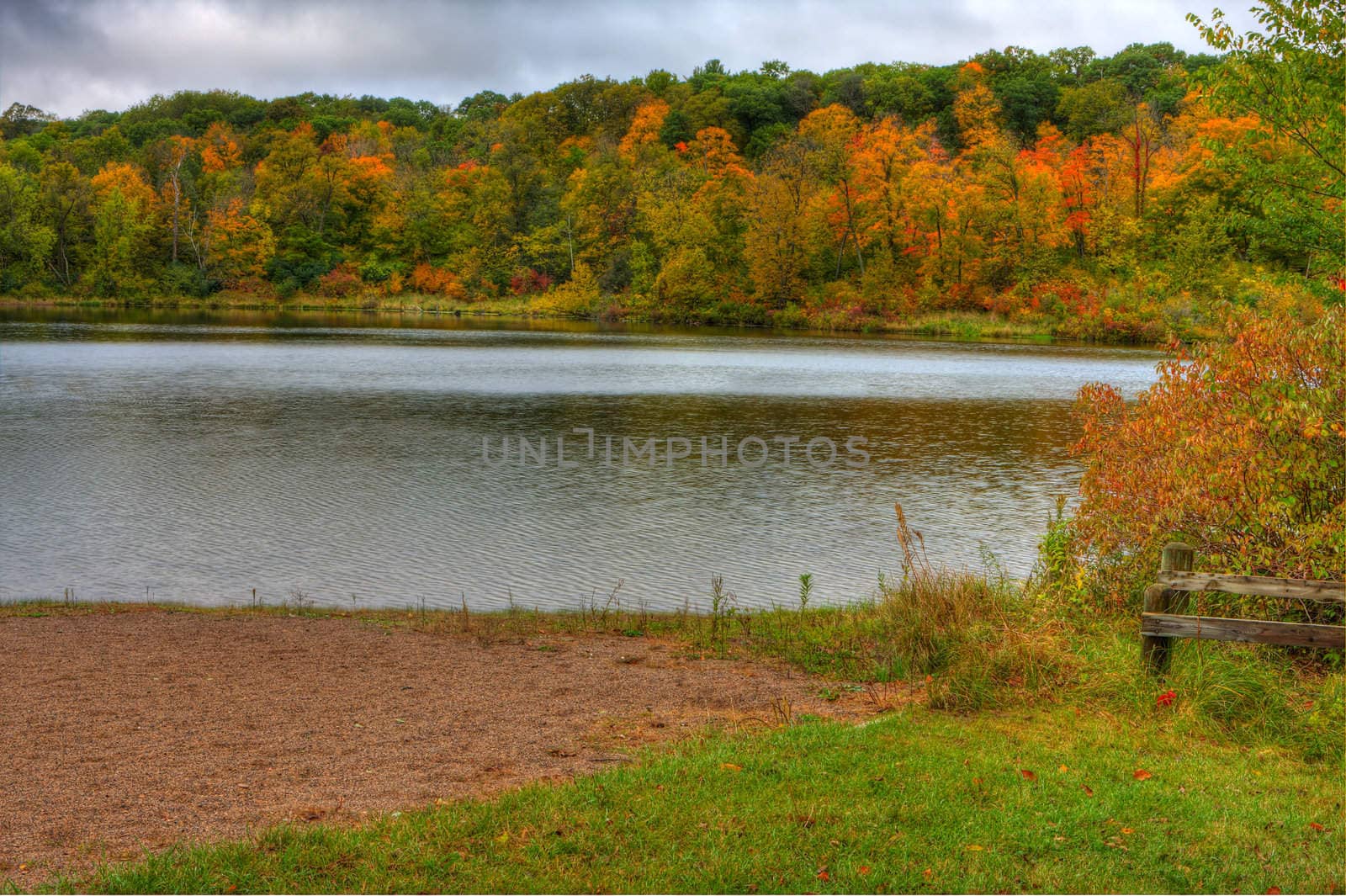 HDR landscape of Trees and Lake Alice in Wisconsin.