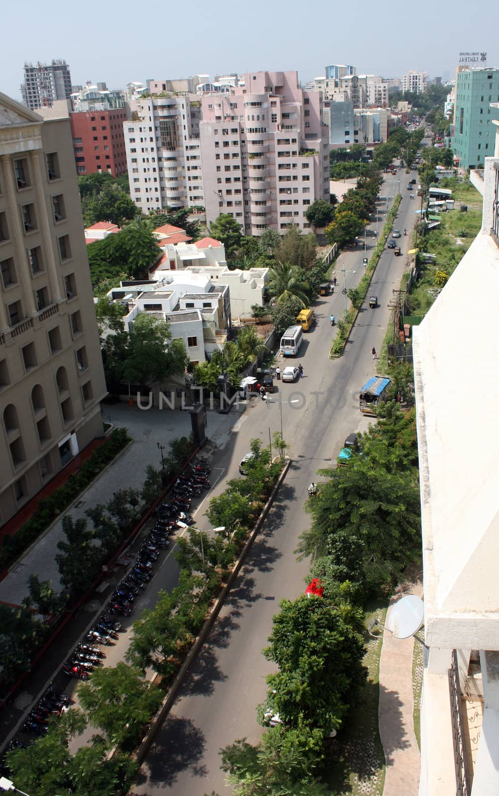 A birdseye view of a developing city in India.